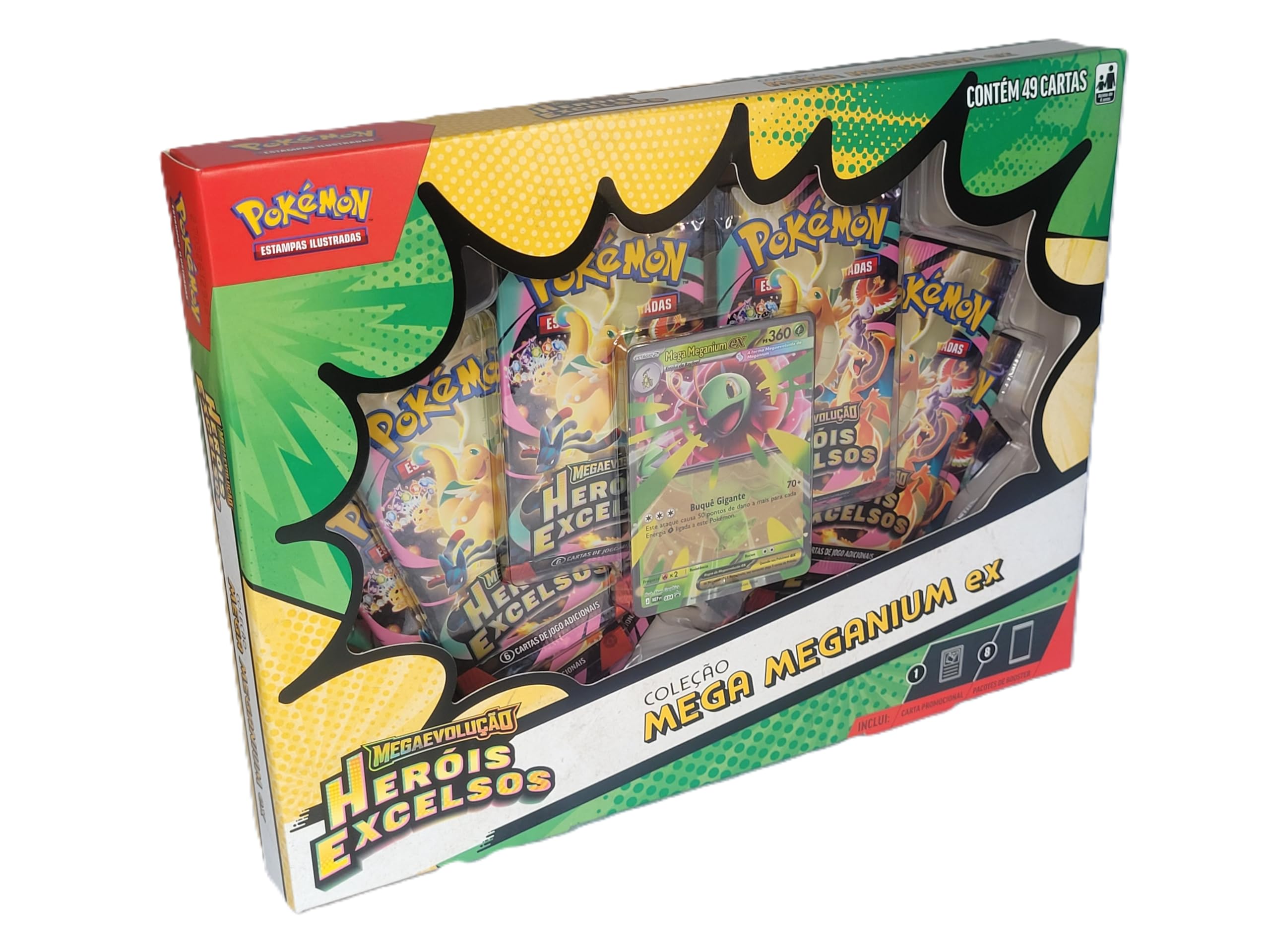 Cartas Pokémon TCG Coleção Mega Meganium ex c/49 Cards Copag